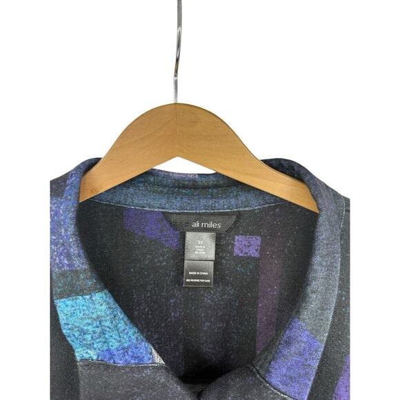 Ali Miles Womens Colorful Abstract Art To Wear Knit Buttoned Cardigan Blouse 3XL - Picture 2 of 6